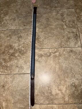 Vineyard Vines Navy Braided Leather Belt with Brown Leather Ends and Gold Buckle